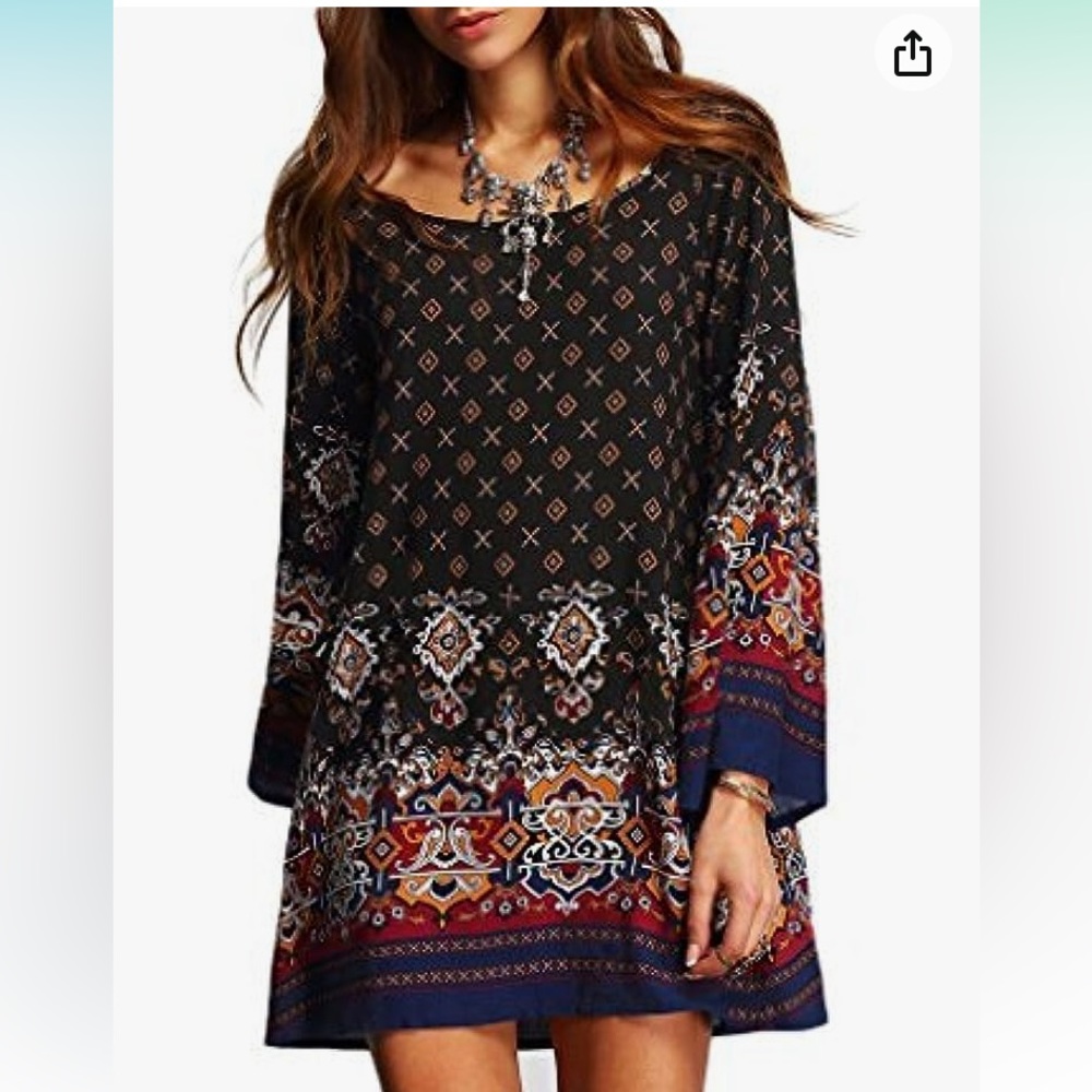 Women's Bohemian Vintage Printed Ethnic Style Loose Casual Tunic